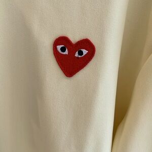 Comme des Garcons PLAY Cream Sweater with Red Heart Patch